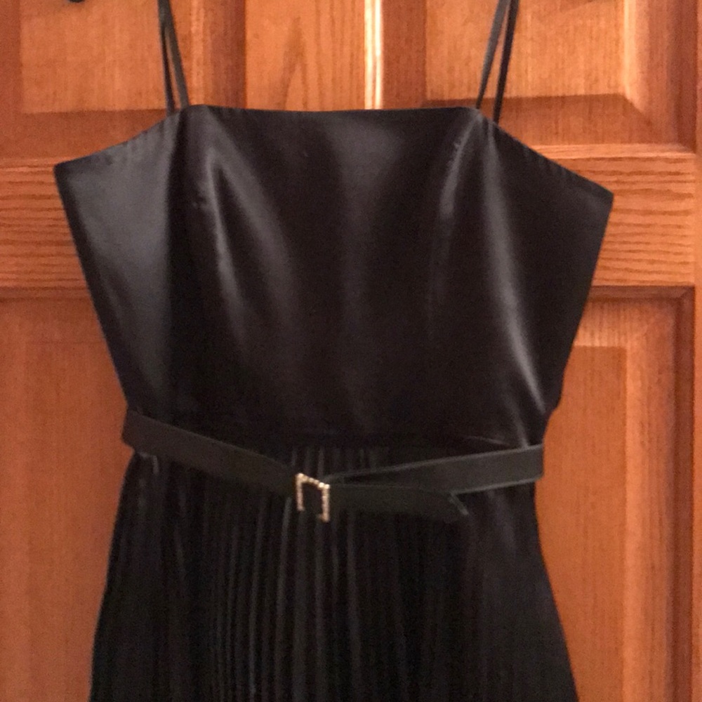 Bcbs black silk pleated skirt dress- thin straps